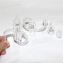 Ensemble de fumage Quartz Diamond Loop Banger Nail Oil Noeud Recycler Bangers avec Carb Cap Dabber Insert Bowl 10mm 14mm 19mm Mâle Femelle pour conduites d'eau