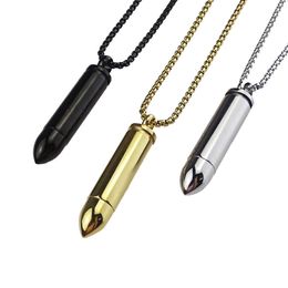 Fumer en acier inoxydable style cartouche de balle pendentif tabac épices Miller pilule stockage bouteille cachette étui collier à priser renifler renifleur support