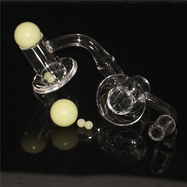 Fumer Terp Slurper Bangers Mélangeur à bord biseauté Insert de banger à quartz avec capuchon de carburateur tournant Lueur dans le noir Pilule de rubis de perle de Terp pour les bongs d'eau en verre