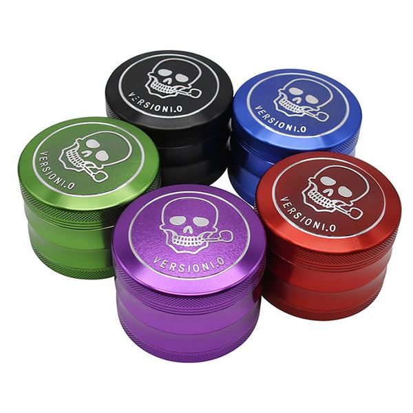 Broyeurs de tabac à fumer Skull Metal Herb Case SharpStone Alliage Spice 63mm 4Layers Grinders Herbal Crusher Cigarette Machine Aimant Passoire