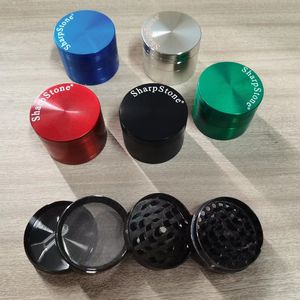 Rooktabakslijsten met Sharpstone Logo 40/50/55/63mm Kruid Grinder 4 Lagen Metalen grinders Zinklegering concaaf oppervlak