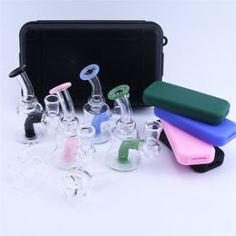 Rokende tabakset rollende mini beker waterpijp waterpijp 5 in 1 glazen oliebranderpijpen Zet dikke glazen rookfilterpakketten shisha bongs rigs voor droge kruid