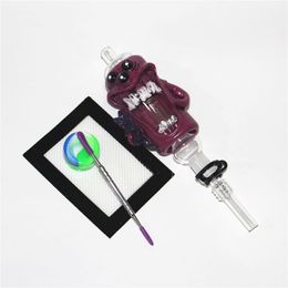 Smoking Carton Nectar Glass Kit met titanium en kwarts nagel dabbergerecht 14 mm waterpijp mini -glazen bong