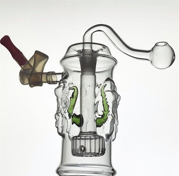 Tuberías de agua fumadores tubería de vidrio Mini transparente de 10 mm Hookah Shisha Bubbler Percolater Bong Dab Rig con tazón de tabaco y manguera de silicona para regalo de fumadores