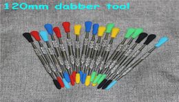 Herramientas de dabber de cera de fumar Color plateado de 120 mm Herramienta con cubierta de titanio de la punta de silicona para contenedores de hierbas secas MA6971798