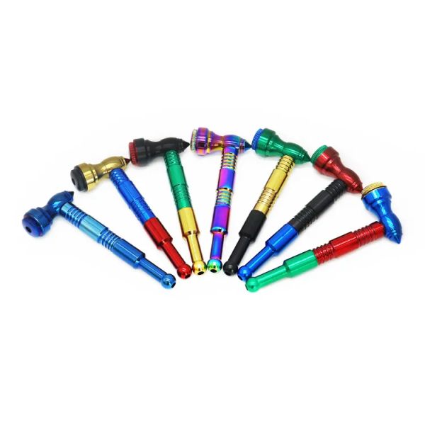 Fumer en gros tuyau en métal tige en métal combinaison multicolore créative en alliage de zinc métal long tuyau porte-cigarette portable tuyau Bong