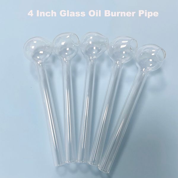 SMOKPRO 4 pouces transparent épais Pyrex Brûleur d'huile en verre tuyau de fumée avec bol à tête de 2 cm