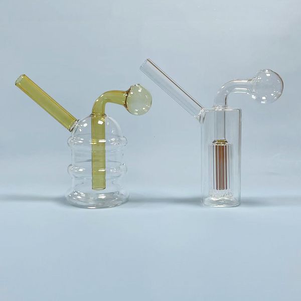 Smokpro Glass Bubbler Burner Burner Fumée Pipe de fumée avec 3 cm Tête de bol épaisse Pyrex Verre fumer à l'eau Hookah Mini Bong Percolateur Diffuseur