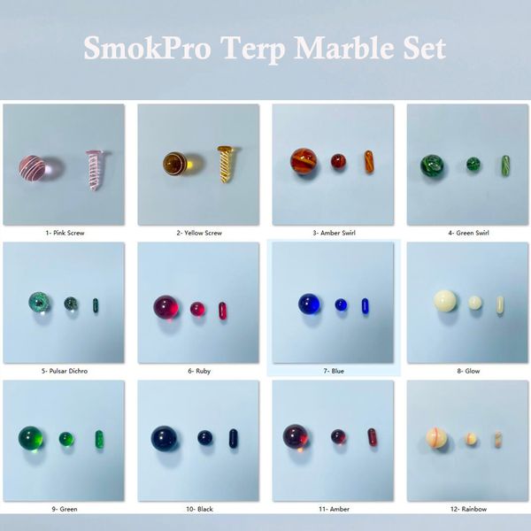 Smokpro Terp Slurper Marble Set en verre perles pour le banger de quartz - Pulsar Dichro Couleur / tourbillon / Type de vis