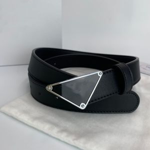 Gladde lederen riem luxe riemen ontwerper voor heren Mode gesp lederen riem met etui Breedte 30 mm metalen driehoekige gesp heren designer riem riemen