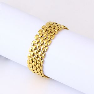 Glad Mesh 15mm Wide Polsketting Armband Link 18K Geel Goud Gevulde Mode-sieraden voor Dames Mannen