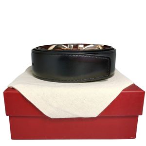 Ceinture en cuir pour hommes réversible lisse Ceintures de designer 3,5 cm de large Taille de la boîte de ceinture 105-125CM