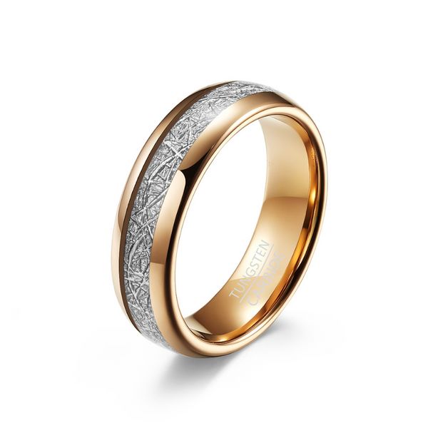 Smooth Rose Gold Tungsten en acier Band Ronde de soie de glace pour les hommes Fashion Fashion Fine bijoux