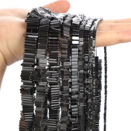 Cuenta de hematita negra de forma cuadrada lisas cuentas espaciadoras planas de cuentas sueltas para joyas que fabrican accesorios de collar de pulsera de bricolaje 2-10 mm