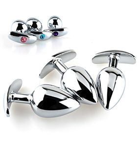 Smooth Touch Aluminium Legering metalen kontstekker met kristallen sieraden klein medium geen vibrator anale plug privégoederen voor mannen y1910288132701