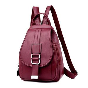 SMOOZA 2021 sacs à dos en cuir pour femmes Vintage femme sac à bandoulière Sac à Dos voyage dames sac à dos Mochilas sacs d'école pour filles Y0804