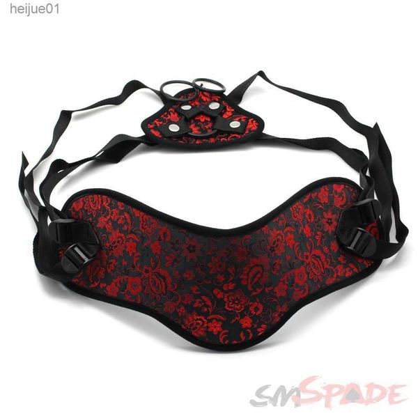SMSPADE Plus Size Beginner's Red and Black Strap On Dildo Harness Réglable Pour Lesbian Gay Adult Game Harness Sex Product L230518