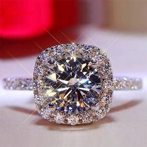 Smyoue 0,3-3ct d kleur gecertificeerde ringen voor vrouwen Square Sparkling Lab Diamond Promise Band 100% Sterling Silver 925 240412