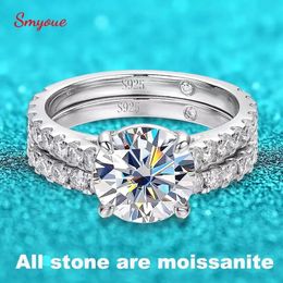 Smyoue, todos los anillos chapados en 18k de 0,6-4,2 CT para mujer, banda de diamantes de boda de lujo brillante, joyería de plata de ley 925 GRA 240119