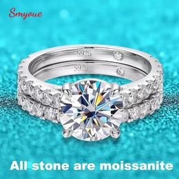 Smyoue 18k plaqué 0642CT tous les anneaux pour femmes brillant luxe mariage diamant bande 925 bijoux en argent Sterling GRA 240130