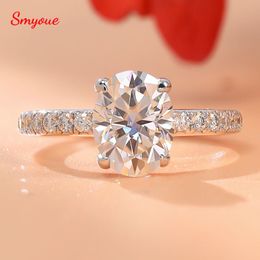 Smyoue 18k Plated 2.4cttw Oval Cut Moissanite trouwring voor vrouwen Topkwaliteit sprankelende verlovingsband 100% S925 zilveren ring