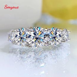 Smyoue 18k plateado 3.6ct todos los anillos para mujeres 5 piedras alianzas de boda de diamantes brillantes S925 joyería de plata esterlina GRA 240424