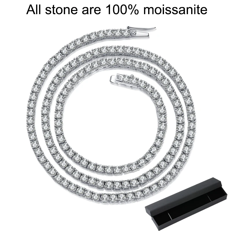 SMYOUE 2,5-6,5 мм полное теннисное ожерелье Moissanite для женщин Sparkling Diamond Pendant 925 Серебряное серебряное серебряное подарки