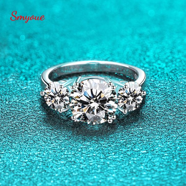 Smyoue 4ct 100% moissanita anillo de diamante para mujer 18K oro amarillo boda banda Bridel joyería S925 plata esterlina venta al por mayor GRA