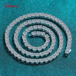Smyoue rhodié 4/m tout Tennis collier pour femmes simulé diamant bijoux de fête 925 pendentif en argent Sterling 240118