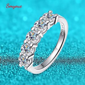 Smyoue Wit Goud D Kleur 4mm Ring voor Vrouwen 15CT Steen Match Diamond Wedding Band Bruid S925 Sterling Zilver GRA 240130