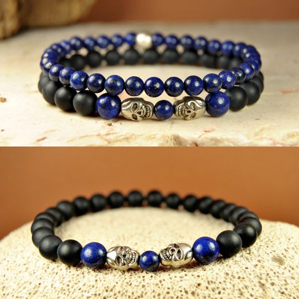 SN0100 Haute Qualité Hommes Semi-Précieuses Pierre Perlée Lapis Lazuli Bracelet Pierre Naturelle 6mm Bleu Pierre Stretch Bracelet