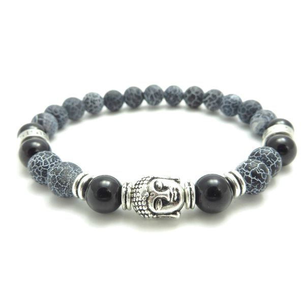 SN0274 bouddha Mala Bracelet hommes noir Onyx Bracelet Yoga bijoux poignet Mala Agate guérison hommes Bracelet cadeau de noël