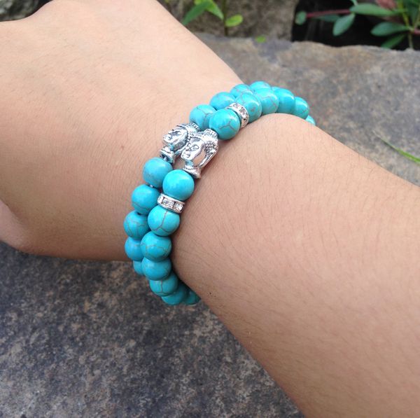 SN0401 gros mode Bracelet en pierre naturelle Turquoise bouddha bracelet ensemble perles de pierre pas cher homme bracelet bouddhiste bijoux