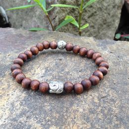 SN0408 nouvelle conception de lignes de bijoux sur des bracelets de perles en bois bracelet de tête de bouddha bouddhiste bijoux en bois pour man268d