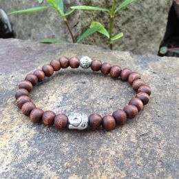 SN0408 nouvelle conception de lignes de bijoux sur des bracelets de perles en bois bracelet de tête de bouddha bouddhiste bijoux en bois pour man315Q