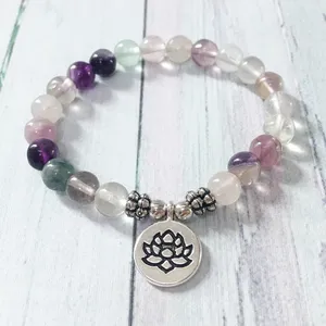 SN1036 Bracelet de Yoga en fluorite naturelle bijoux Chakra de haute qualité Aura nettoyage cristaux de guérison Bracelet poignet Mala perles bijoux