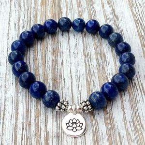 Bracelet en Lapis Lazuli véritable pour hommes, perle en pierre naturelle, Chakra de la gorge, cadeau spirituel Yogi, SN1039, 280r