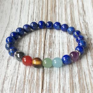 SN1040 Troisième œil Chakra Bracelet Designer Mens Lapis Lazuli Bijoux Tiger Eye Chakra Bracelet en gros