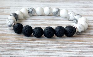 SN1060 NUEVA Moda Howlite Lava Bracelet Womens Yoga Mala Beads Bracelet Chakra Meditation Best Gift