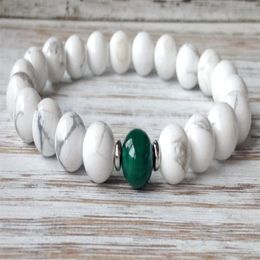 SN1074 2016 Pulsera de yoga para hombre Pulsera de malaquita howlita Piedra natural Mala Beads Joyería Whole3288