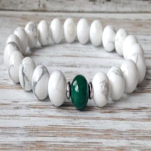 SN1074 2016 Mens Yoga Bracelet Howlite Malachite Bracelet Pedra Natural Mala Beads Jóias Whole311p