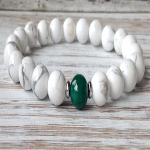 SN1074 2016 Mens Yoga Bracelet Howlite Malachite Bracelet Pierre Naturelle Mala Perles Bijoux Whole256O