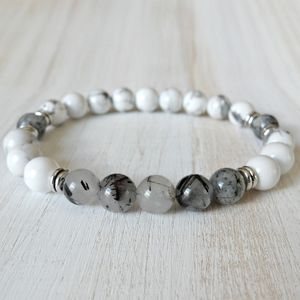 SN1143 Vente Chaude Hommes Rutile Quartz Bracelet Naturel Howlite Yoga Bracelet Énergie Reike Chargé Bijoux Cadeau pour Lui