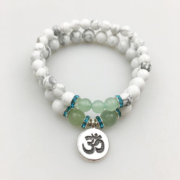 SN1174 Yoga femmes Bracelet fait à la main Designer Howlite Jasper vert Aventurine Bracelet ensemble 2017 bijoux de mode livraison gratuite