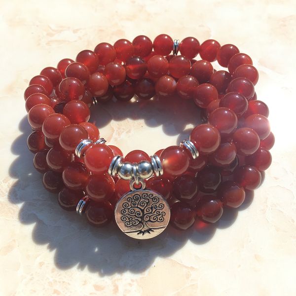 SN1206 Diseño de moda para mujer Pulsera de moda Piedra natural roja 108 Mala Fancy Beads Pulsera de yoga Envío gratis