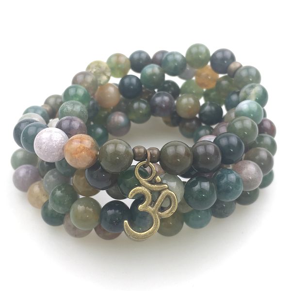 SN1207 Diseño de moda Pulsera envolvente para mujer 108 Mala Yoga Collar Natural Fancy Beads Balance Ohm Pulsera Gratis