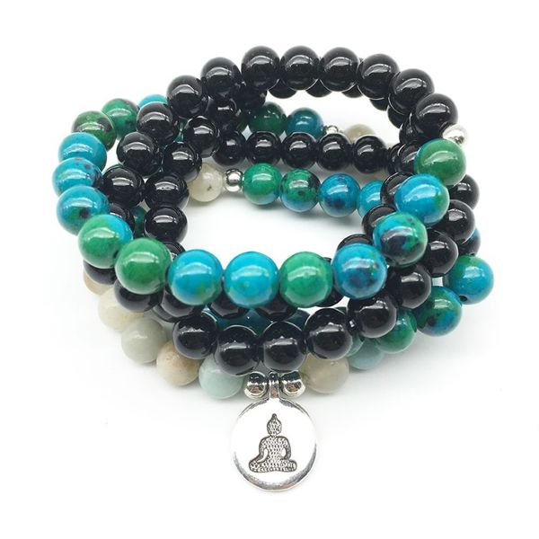 Bracelet de Yoga pour femmes, SN1236, à la mode, Onyx noir, Amazonite, pierre de phénix naturelle, équilibre énergétique, bijoux 241c, 2018