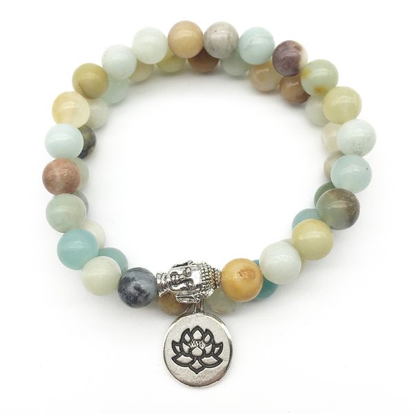 SN1279 – ensemble de bracelets de Yoga Lotus, Design tendance, bouddha Amazonite, bijoux en pierre naturelle de haute qualité, vente en gros