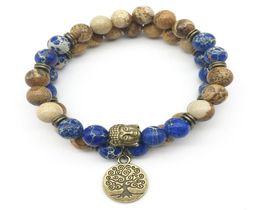 SN1281 Bracelet de tête de Bouddha de créateur à la mode photo Bracelet Jasper Bracelet Regalite Blue Bracelet Of Life Bijoux en pierre naturelle2918473