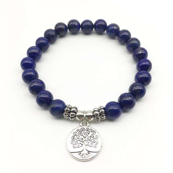 SN1328 Pulsera de mujer de moda Joyería de lapislázuli de alta calidad Pulsera de yoga de árbol de la vida hecha a mano de moda al por mayor